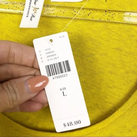 ANTHROPOLOGIE | MEADOW RUE Ravenna Yellow Shirt L - Picture 9 of 11